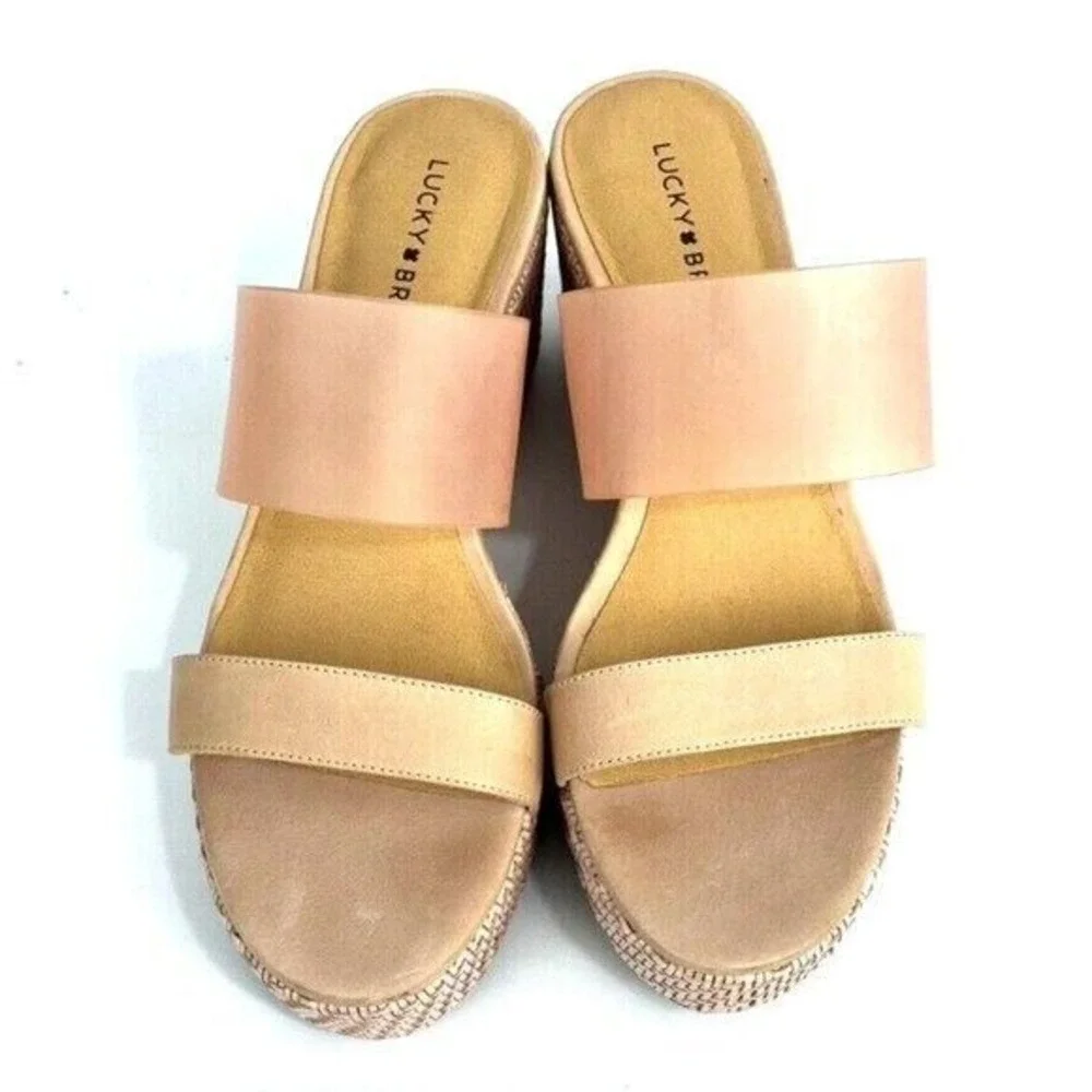 Lucky Brand Brindia Pink Rose Slip On Platform Wedge Shoes Size 10 Boho
